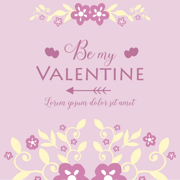 Carte décoration unique heureux valentin, avec cadre couronne rose et blanc élégant. Vecteur — Image vectorielle