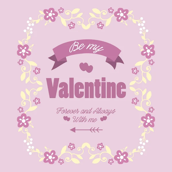 Invitation card happy valentine of elegant, with pink and white flower frame unique. Vector — Stock Vector