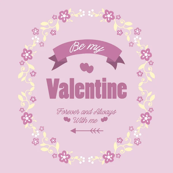 Biglietto d'invito felice San Valentino di elegante, con cornice floreale rosa e bianca unica. Vettore — Vettoriale Stock