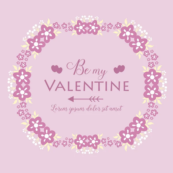 Decoration pink and white floral frame, for poster happy valentine, romantic. Vector — Stok Vektör