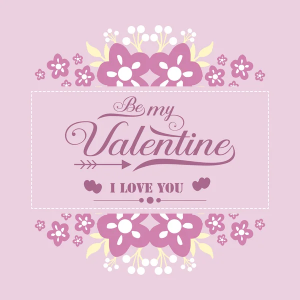 Decoration pink and white floral frame, for poster happy valentine, romantic. Vector — Stock Vector