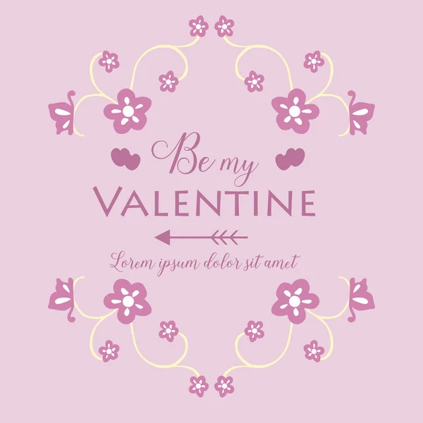 Beauty of pink and white floral frame, for greeting card decor happy valentine unique. Vector — Stok Vektör