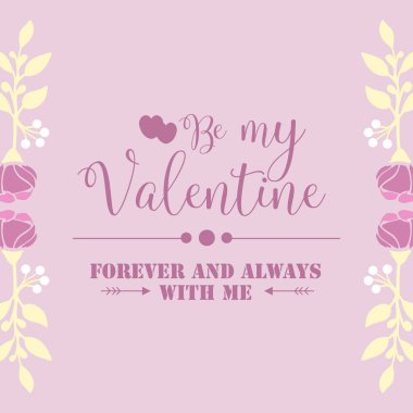 Sevgililer Günü 'nün zarif tebrik kartı için pembe ve beyaz çiçek çerçevesi. Vektör