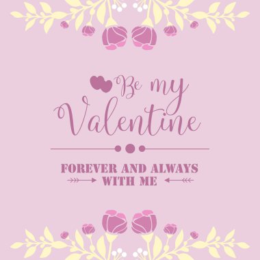 Güzel pembe ve beyaz çerçeveli Sevgililer Günü tebrik kartı. Vektör