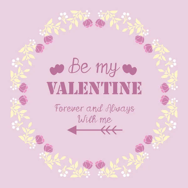 Feliz diseño de marco de tarjeta de felicitación de San Valentín, con hermosa multitud de flores de color rosa y blanco. Vector — Vector de stock