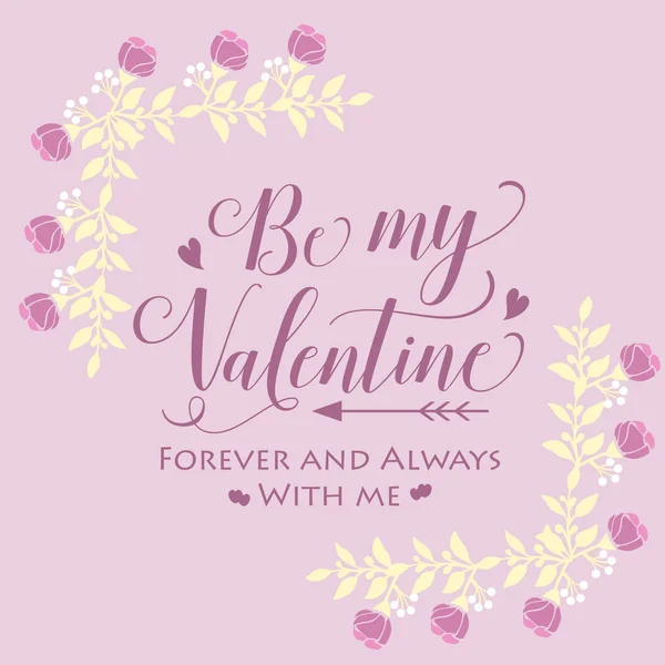 Feliz cartão elegante Valentim com rosa e branco de moldura de decoração grinalda. Vetor — Vetor de Stock