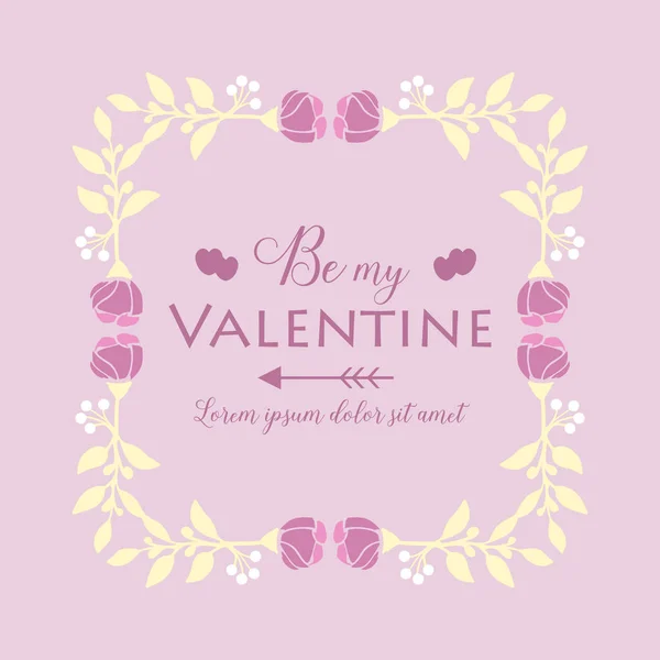 Roze en wit sierlijke krans frame voor vrolijke Valentijn uitnodiging elegante kaart. Vector — Stockvector