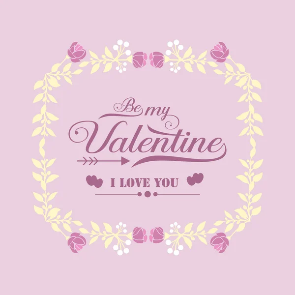 Romantic Design of pink and white flower frame, for happy valentine greeting card decor. Vector — Stock Vector