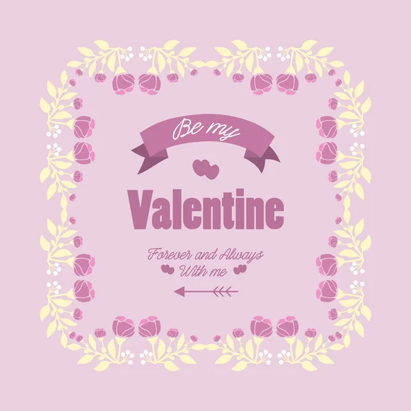 Happy Valentine élégante carte avec décor sans couture de fleurs roses et blanches. Vecteur — Image vectorielle