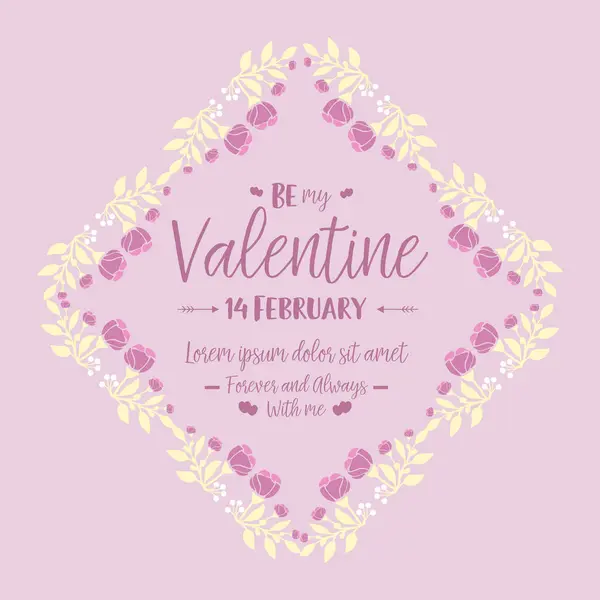 분홍색 과 흰색 꽃으로 된 윤기없는 장식 이 있는 행복 한 발렌타인우아 한 카드. 벡터 — 스톡 벡터