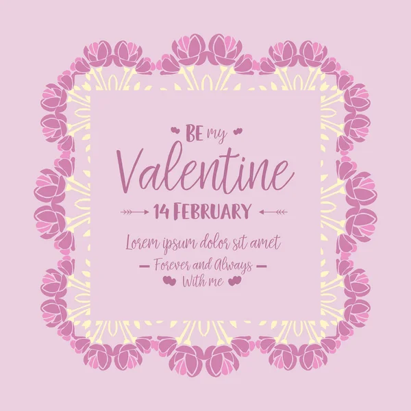 Beautiful decoration pink and white wreath frame, for happy valentine invitation card design. Vector — Stock Vector