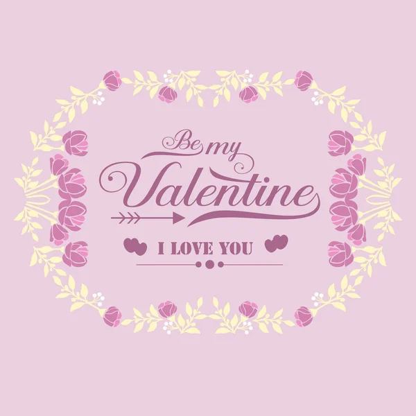 Happy valentine greeting card template, with pink and white wreath frame. Vector — Stock Vector