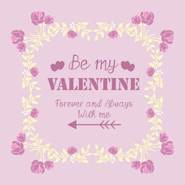 Gyönyörű díszes rózsaszín és fehér virágos keret, a boldog Valentin-napi poszter. Vektor — Stock Vector