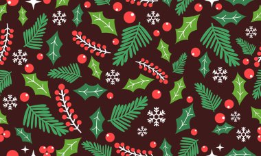 Eşsiz Noel yaprağı desenli arka plan, güzel yapraklı çiçek.