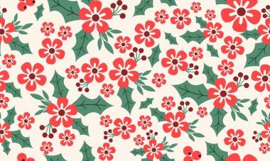 Noel kırmızı çiçekleri, kusursuz çiçek desenleri için..