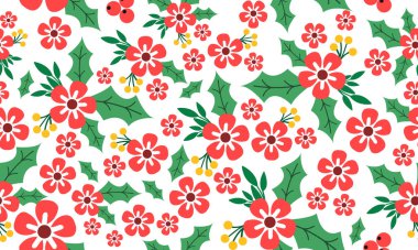 Noel kırmızı çiçekleri, kusursuz çiçek desenleri için..