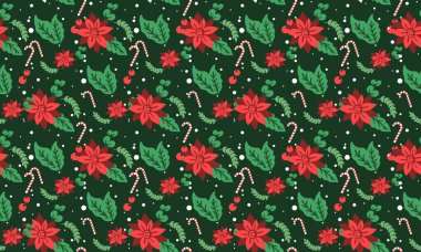 Çiçek desenli Noel arkaplanı, soyut kırmızı çiçek arkaplanı.