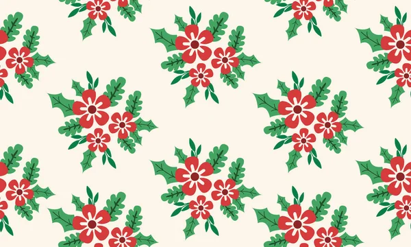 Schöne Weihnachten Blumenmuster Hintergrund, mit eleganten roten Blume. — Stockvektor