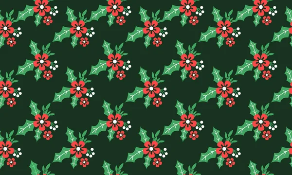 Dessin floral rouge de Noël, pour motif floral continu. — Image vectorielle