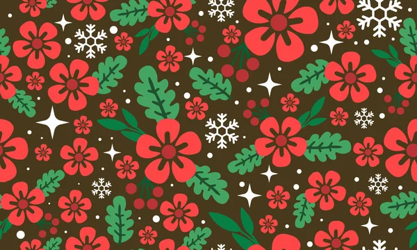 Güzel Noel kırmızı çiçeği, antika çiçek desenli.