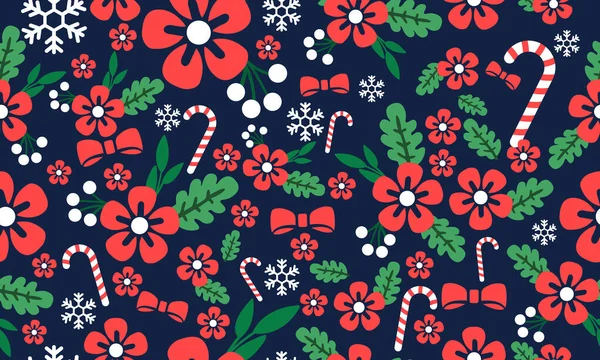 Schöne weihnachtliche rote Blume, mit antiken floralen Dekor-Muster. — Stockvektor