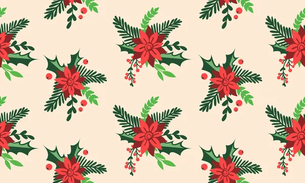 Inconsútil hermoso patrón floral de Navidad, plantilla para hoja de papel pintado floral . — Vector de stock