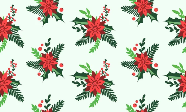 Απρόσκοπτη όμορφο χριστουγεννιάτικο floral μοτίβο, πρότυπο για φύλλα floral ταπετσαρία. — Διανυσματικό Αρχείο