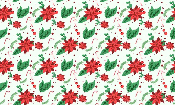 Sevimli Noel çiçeği sanatı, yaprak ve çiçeksiz desen.