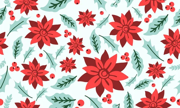 Tarzsız Noel çiçeği desenli, zarif kırmızı çiçekli..