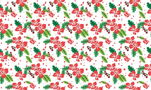 Φύλλα και λουλούδι στυλ πρότυπο στοιχείο, απρόσκοπτη Χριστούγεννα floral μοτίβο φόντο. — Διανυσματικό Αρχείο