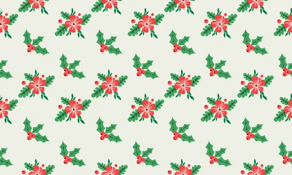 Elegante y sin costuras de fondo de patrón de flores de Navidad, con diseño único de flor roja . — Vector de stock