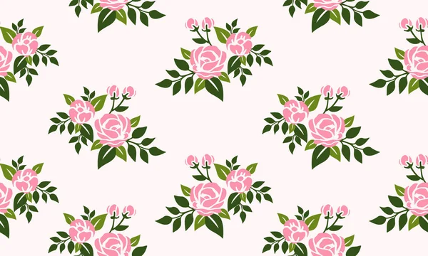 Simples rosa rosa flor, fundo padrão floral sem costura, para o projeto feliz Valentim . — Vetor de Stock