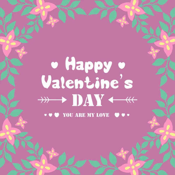 Beautiful pink floral frame, isolated on an elegant magenta background, for happy valentine greeting card design. Vector — ストックベクタ