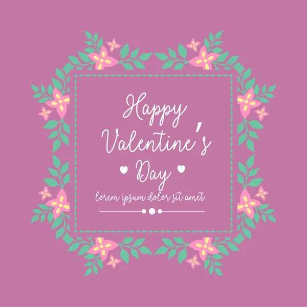 Bela moldura floral rosa, isolada em um elegante fundo magenta, para design de cartão de felicitações valentine feliz. Vetor — Vetor de Stock