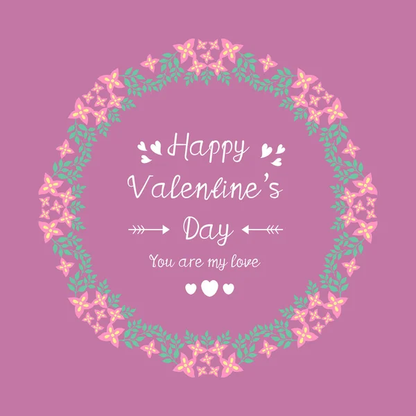 Romantic and elegant wreath frame, for happy valentine greeting card decor. Vector — 스톡 벡터