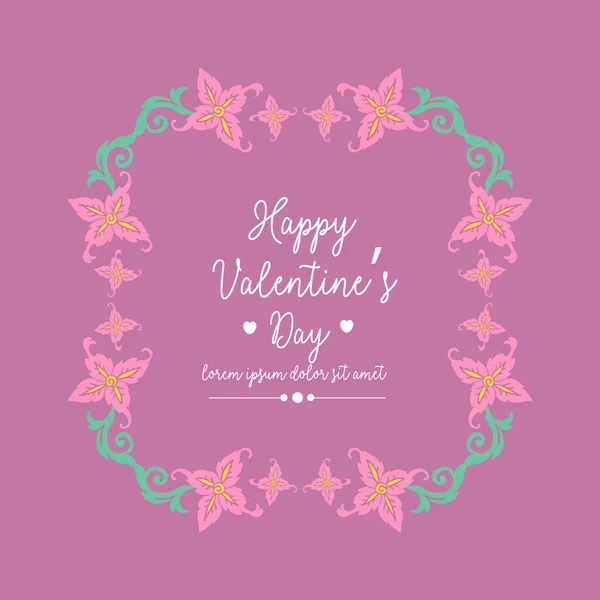 Happy Valentine Einladungskarte Vorlage, mit elegantem Kranzrahmen. Vektor — Stockvektor