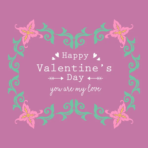 Mooi roze krans frame en blad uniek patroon, voor gelukkige Valentijn wenskaart ontwerp. Vector — Stockvector