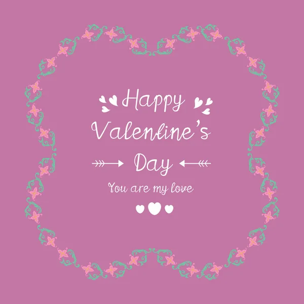 Patroon van blad en roze bloemkader, voor gelukkige Valentijn uitnodiging kaart decor. Vector — Stockvector