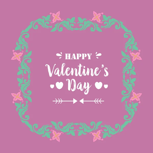 Sömlös krans ram, för romantisk glad Valentine gratulationskort design. Vektor — Stock vektor