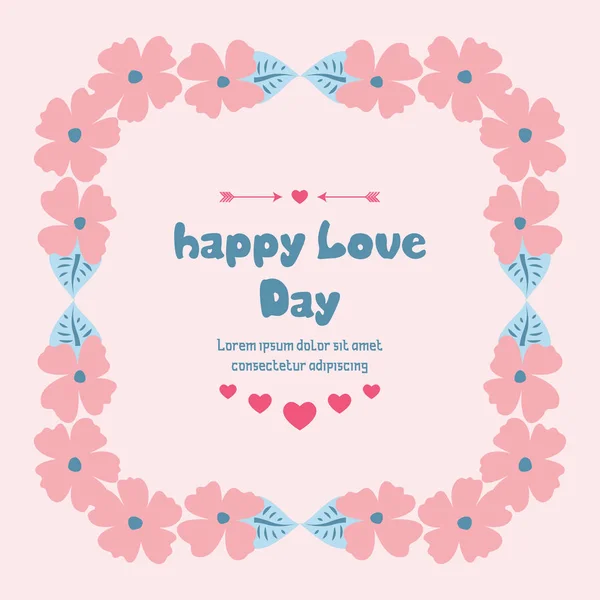 Elegant Pattern of leaf and flower frame, for happy love day greeting card design. Vector — 스톡 벡터