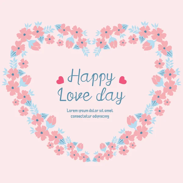 Elegant Pattern of leaf and flower frame, for happy love day greeting card design. Vector — 스톡 벡터