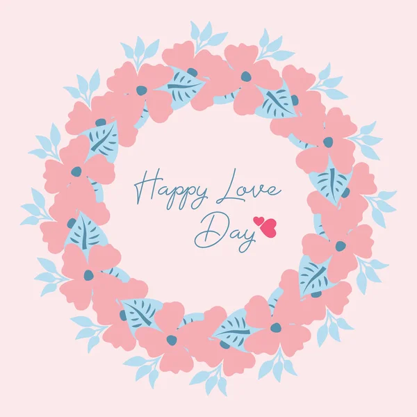 ロマンチックな美しい花輪のフレームは、幸せな愛の日グリーティングカードのデザインのために。ベクトル — ストックベクタ