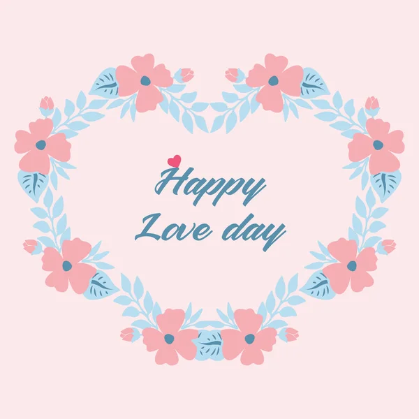 Happy love day uitnodiging elegant kaartontwerp, met uniek blad en bloemenframe. Vector — Stockvector