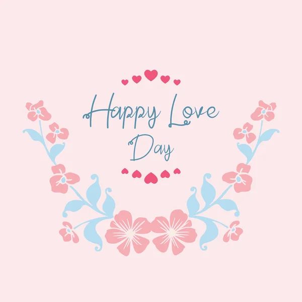 Élégant Décoratif de cadre de feuilles et de fleurs, pour une conception unique de papier peint de carte de vœux heureux jour de l'amour. Vecteur — Image vectorielle