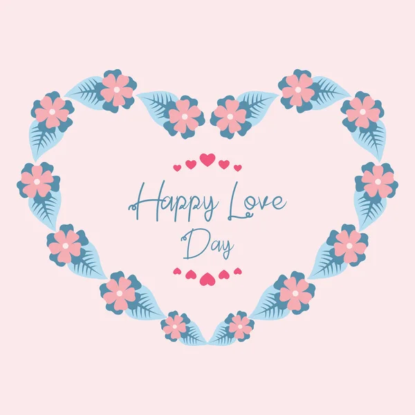 浪漫的花叶花框图案,为雅致快乐的情人节贺卡装饰. B.病媒 — 图库矢量图片