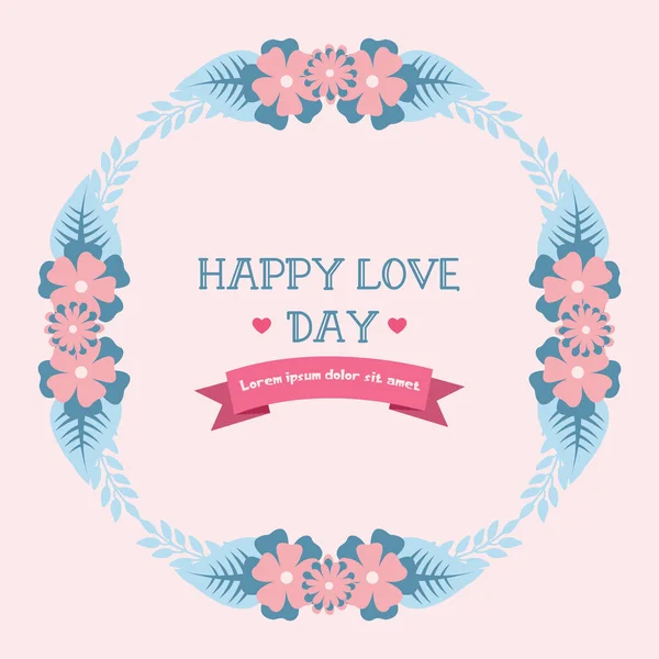 エレガントな幸せな愛の日のグリーティングカードの装飾のための葉と花のフレームのロマンチックなパターン。ベクトル — ストックベクタ