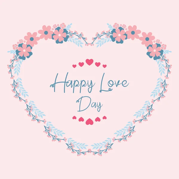 Beautiful peach wreath frame design, for elegant happy love day greeting card. Vector — 스톡 벡터