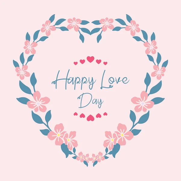 Piękny wzór brzoskwiniowy kwiat i liść unikalna ramka, na szczęśliwy dzień miłosny projekt karty okolicznościowej. Wektor — Wektor stockowy