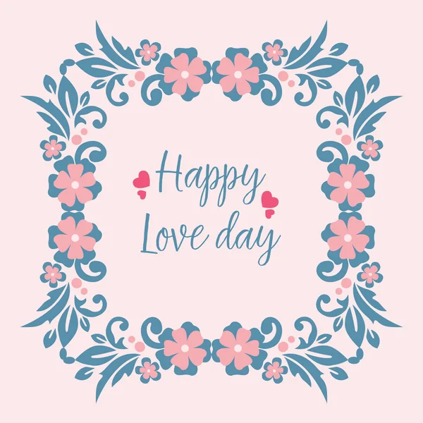 Romantyczny dekoracyjny liści i ramki kwiat, dla cute szczęśliwy dzień miłosny pozdrowienia karty projekt tapety. Wektor — Wektor stockowy