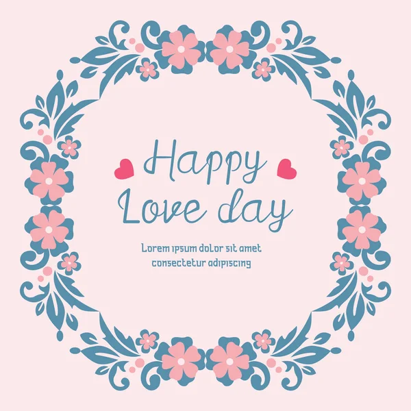 Romantic decorative of leaf and flower frame, for cute happy love day greeting card wallpaper design. Vector — 스톡 벡터